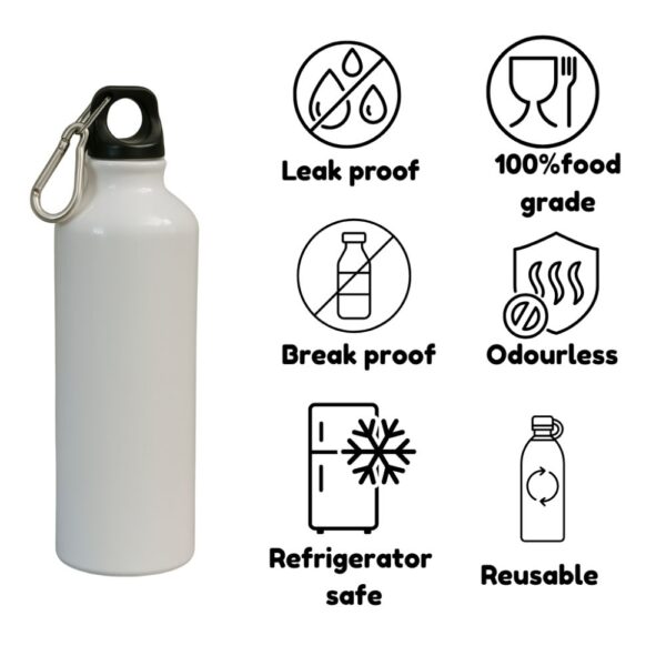 Personalized Aluminium Bottle with Carabiner Hook – Leak Proof, Reusable, Food Safe