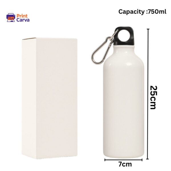 Personalized Aluminium Water Bottle 750ml with Carabiner Hook – Size 25cm x 7cm